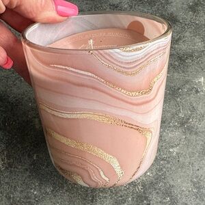 Blush Pink Marble Glass Candle  with Gold Veining